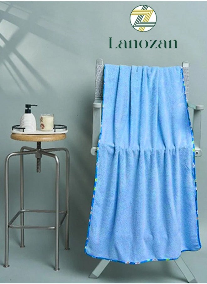 lanozan Medium Bath Towel Size 140*70*2.5cm Blue  - Image 1