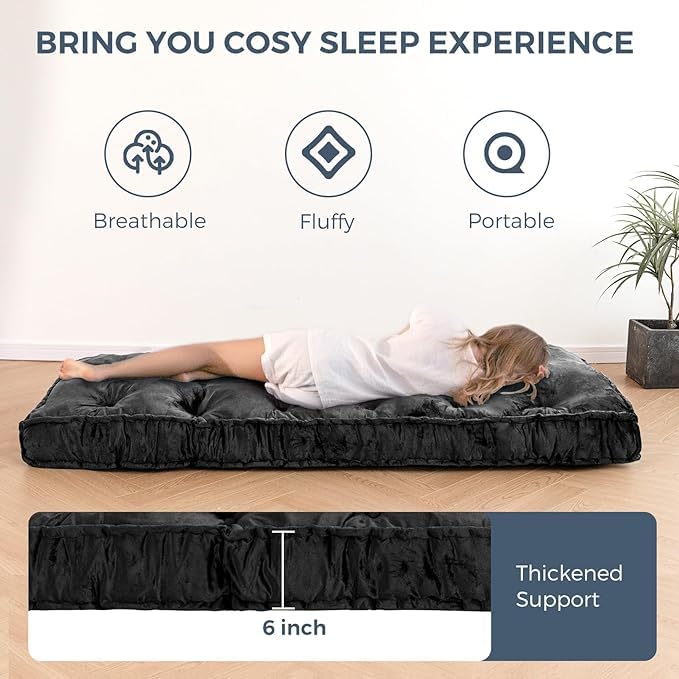 9villa Velvet Fabric White Soft Cotton Foldable Light Weight Quilt/Mattress, Firm Mattress, Comfort Gadda 1 Sleeping Capacity, Single Bed 3 x 6 ft or 72 x 36 x 4.5 Inches, Coffee - Image 4