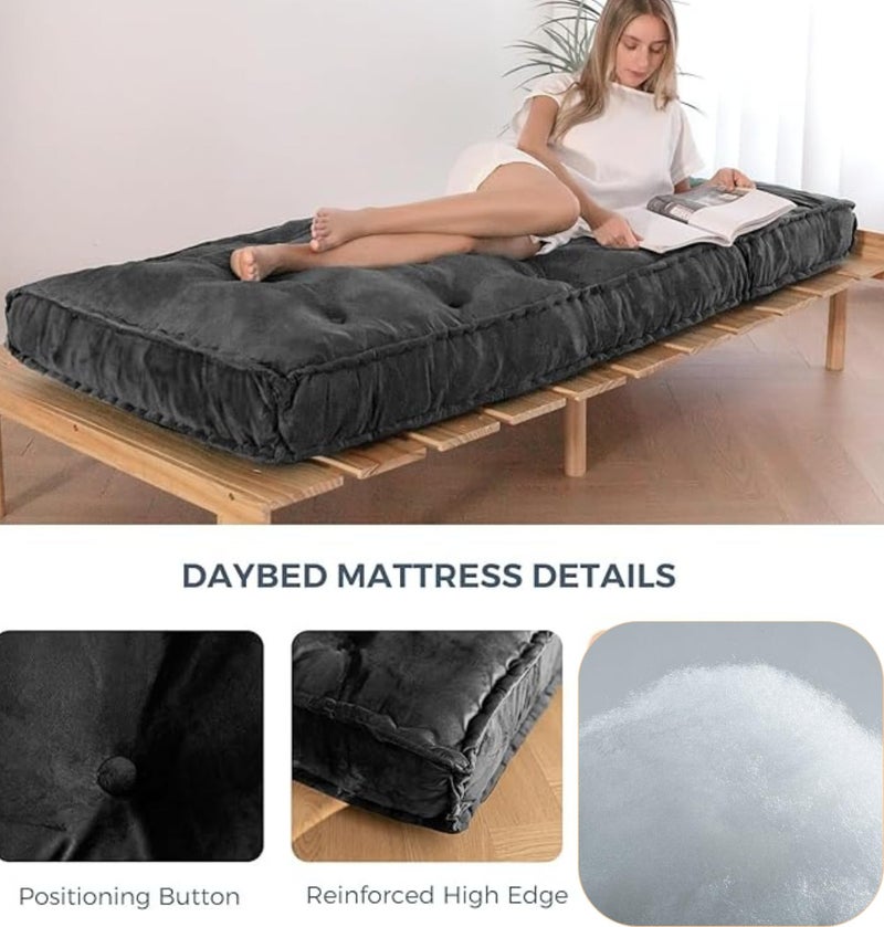 9villa Velvet Fabric White Soft Cotton Foldable Light Weight Quilt/Mattress, Firm Mattress, Comfort Gadda 1 Sleeping Capacity, Single Bed 3 x 6 ft or 72 x 36 x 4.5 Inches, Coffee - Image 3
