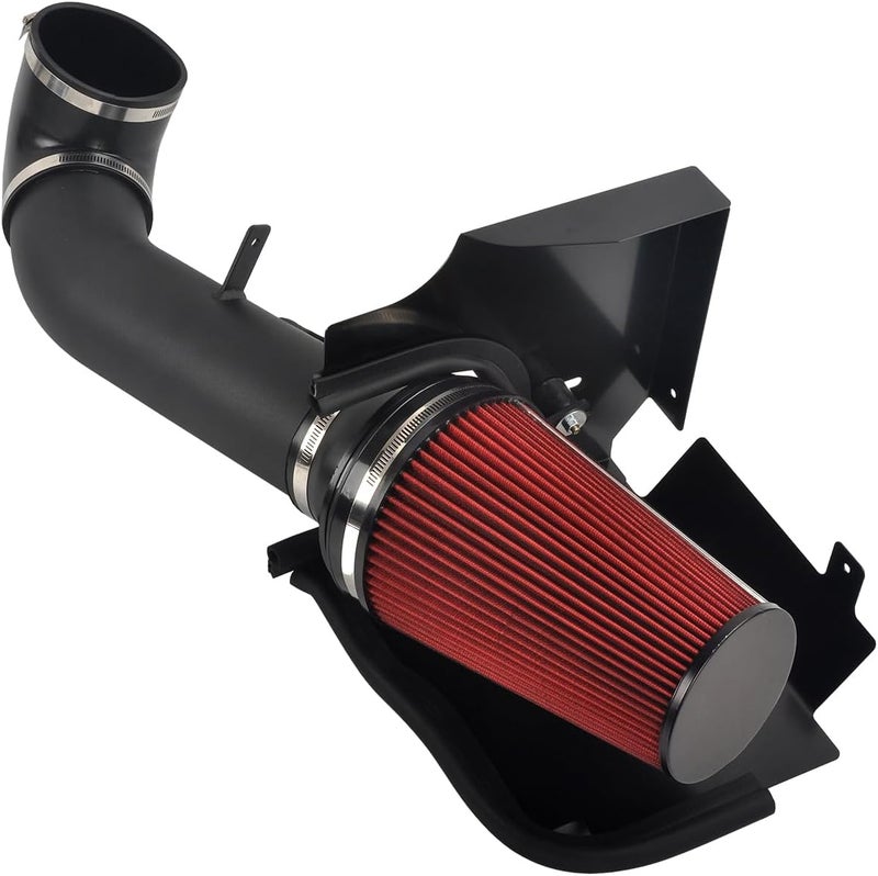 moafaye 4 Inch Cold Air Intake System with Heat Shield for 1999-2006 GMC/Chevy V8 4.8L/5.3L/6.0L Silverado 1500/2500/3500 (Black & Red) - Image 1