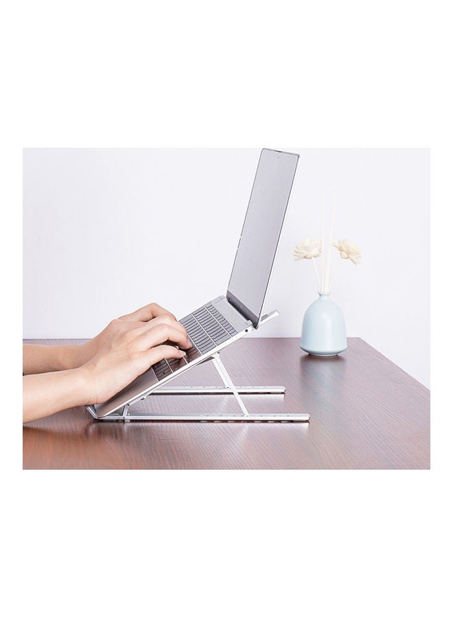 Portable Laptop Stand Foldable Aluminum Alloy Laptop Riser Silver - Image 4