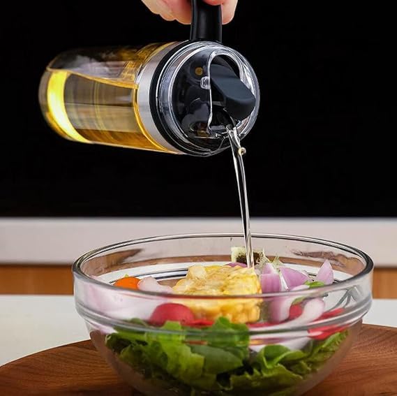 Home Stuffs Auto Flip Cooking Oil Bottle 500ML Olive Oil Bottle Dispenser for Kitchen Glass Cruet Bottle with NonSlip Handle for Olive Oil Vinegar SOYA Sauce PACK OF 2 - Image 5