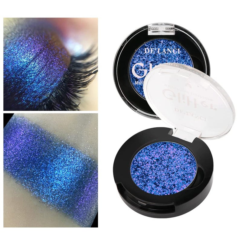 Afflano Duo Chrome Glitter Blue Eyeshadow Intense Color Shifting Metallic Chameleon Eyeshadow Blue Highly Pigmented Multichrome Eyeshadow for Blue Eyes Makeup Single Sparkling Blue Eye Shadow