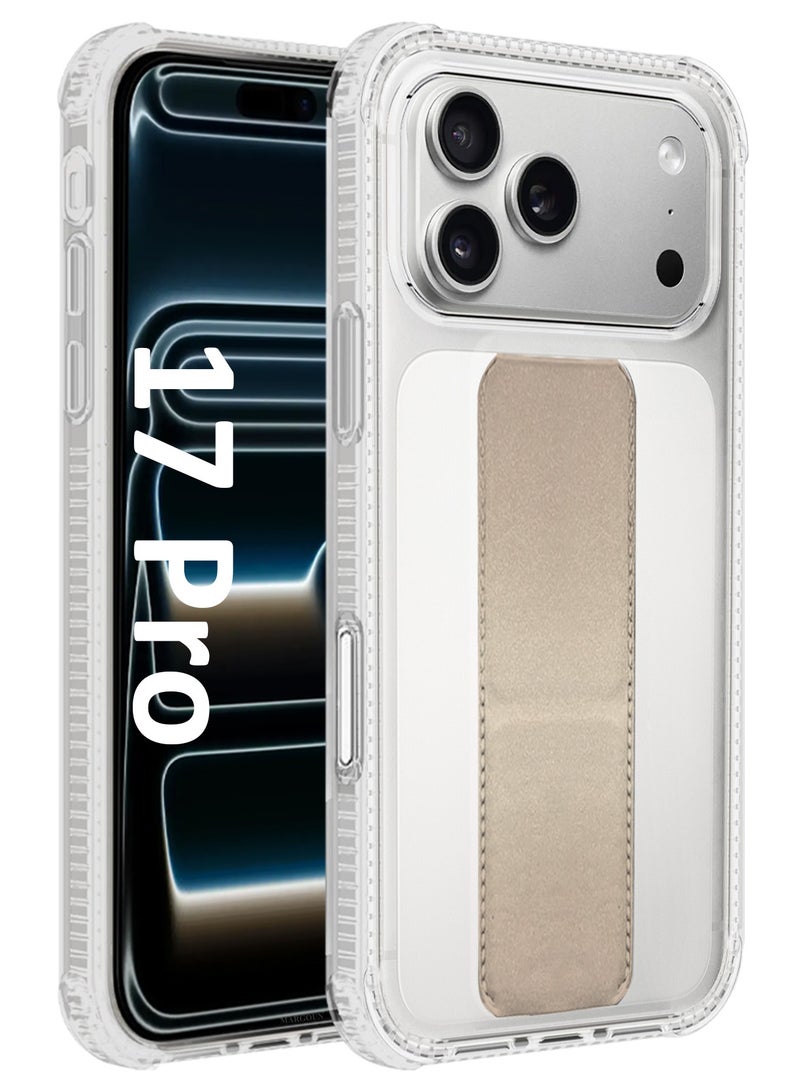 CATANES Finger Grip Clear Case Cover for iPhone 17 Pro- Kickstand Car Magnetic Holder Multi-function Protective Two-in-one Case - Golden - Image 1