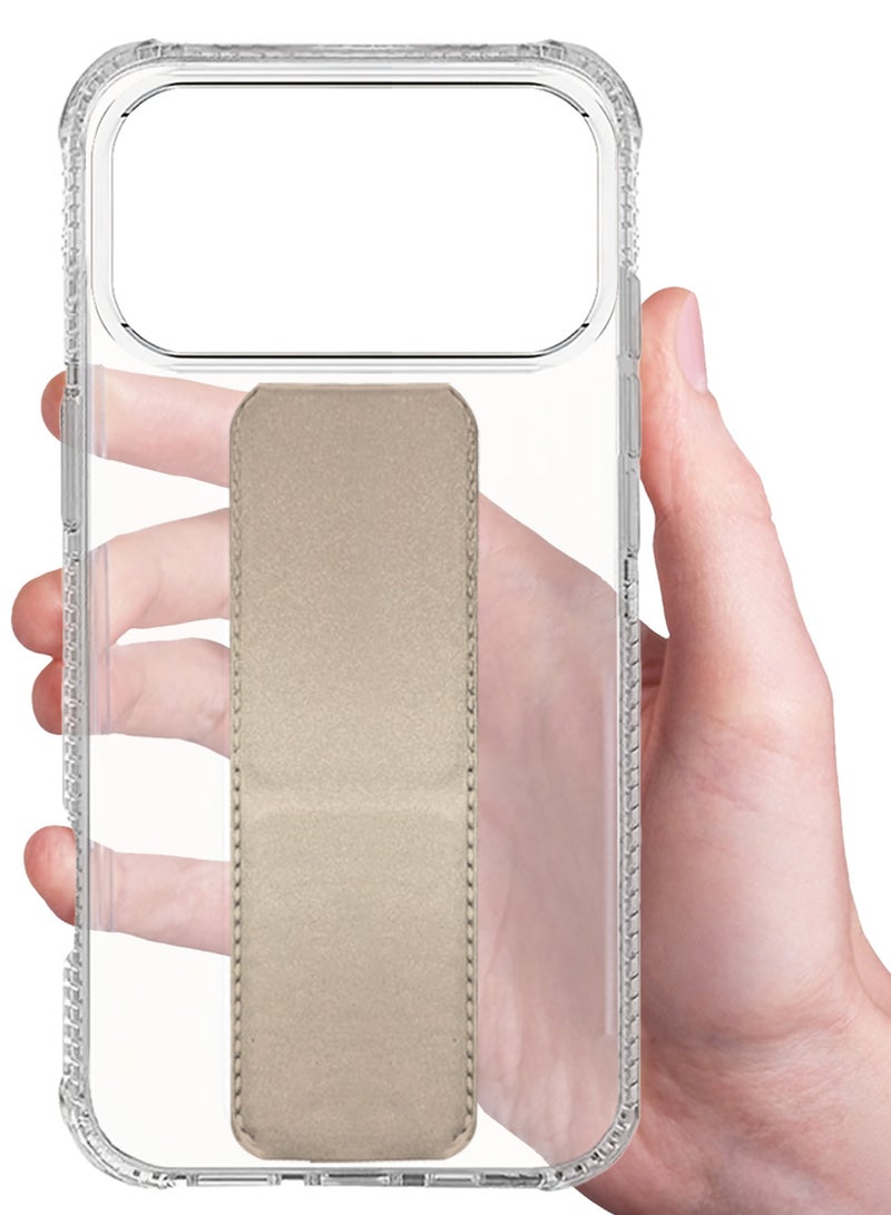 CATANES Finger Grip Clear Case Cover for iPhone 17 Pro- Kickstand Car Magnetic Holder Multi-function Protective Two-in-one Case - Golden - Image 3