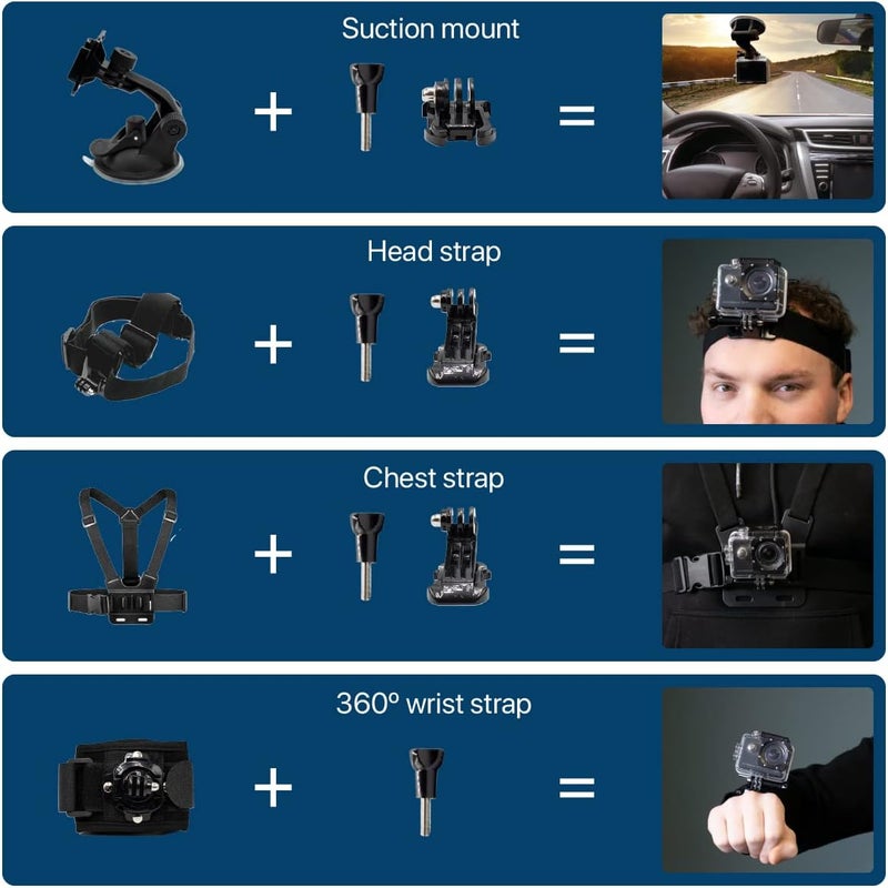 MMOBIEL 50in1 Action Camera Accessory Kit Compatible with GoPro Hero 11 10 9 8 7 6 5 4 GoPro Max Fusion DJI Osmo Action AKASO Insta 360 etc  Incl Action Camera Head Mount Tripod and More - Image 3