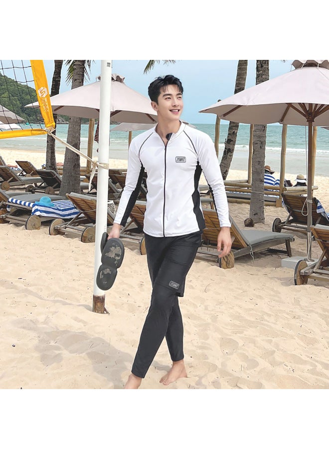Generic Wetsuit Men's Top Sunscreen Quick-drying Scuba Suit Surfsuit Long-sleeved Warm Swimsuit Jellyfish Suit Swimming Jacket-Color:611 Men's Three-piece Set-Size:4XL - Image 5