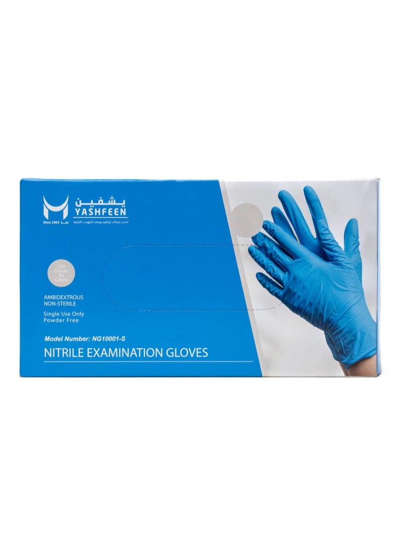 YASHFEEN 100-Piece Medical Powder-Free Nitrile Gloves, Small  - Image 1