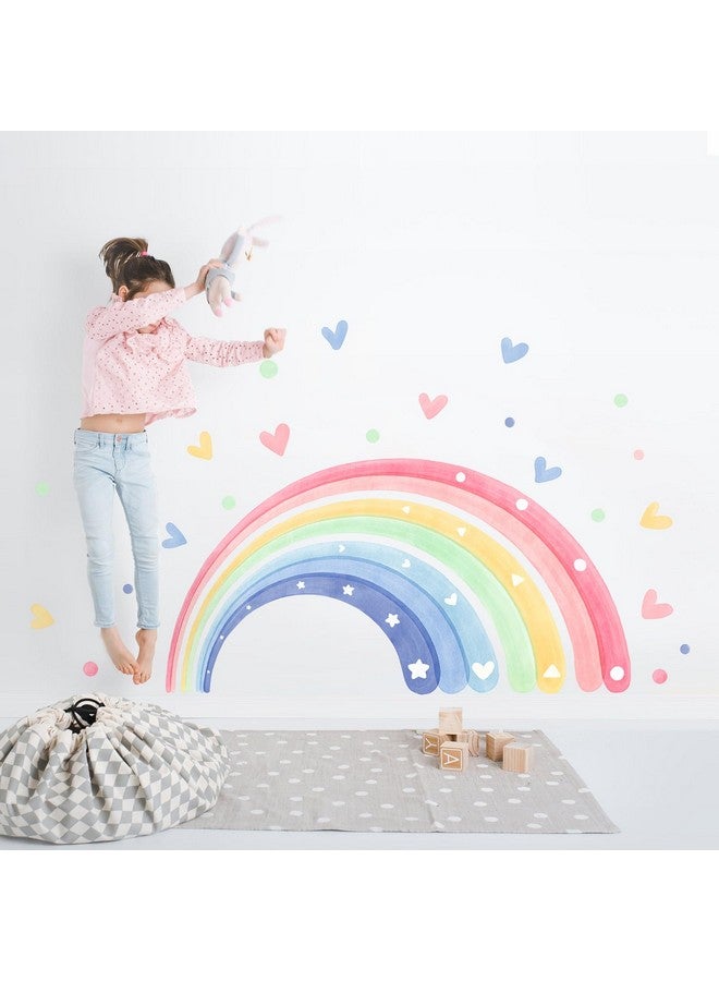 Supzone 59"x30" Large Rainbow Wall Decals for Girls Nursery Watercolor Rainbow Wall Mural Stickers Peel and Stick Wall Art Decor for Kids Toddlers Bedroom Playroom Classroom - Image 4