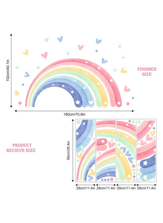 Supzone 59"x30" Large Rainbow Wall Decals for Girls Nursery Watercolor Rainbow Wall Mural Stickers Peel and Stick Wall Art Decor for Kids Toddlers Bedroom Playroom Classroom - Image 3