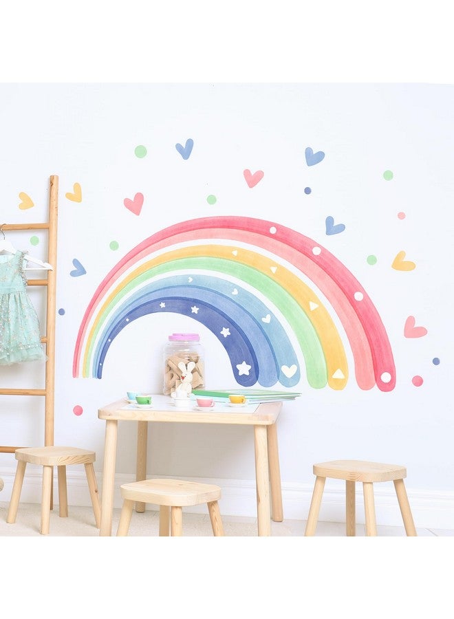 Supzone 59"x30" Large Rainbow Wall Decals for Girls Nursery Watercolor Rainbow Wall Mural Stickers Peel and Stick Wall Art Decor for Kids Toddlers Bedroom Playroom Classroom - Image 5