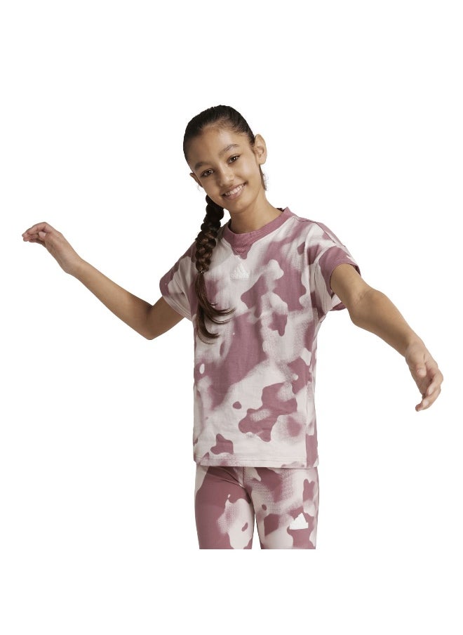 Adidas - adidas Jg Fi Aop T Red Training T-Shirts 7-8Y - Image 1