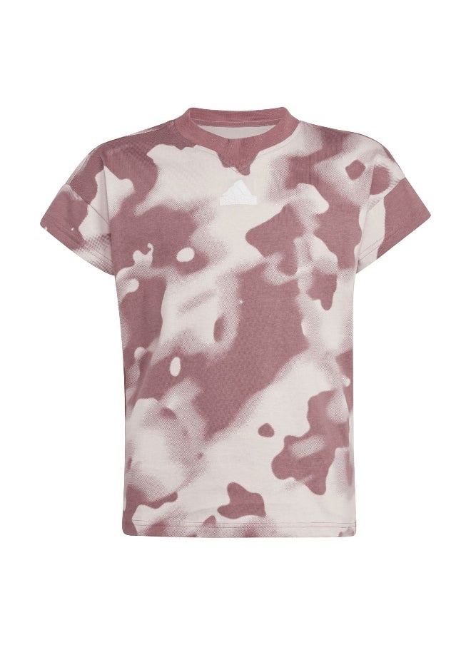 Adidas - adidas Jg Fi Aop T Red Training T-Shirts 7-8Y - Image 1
