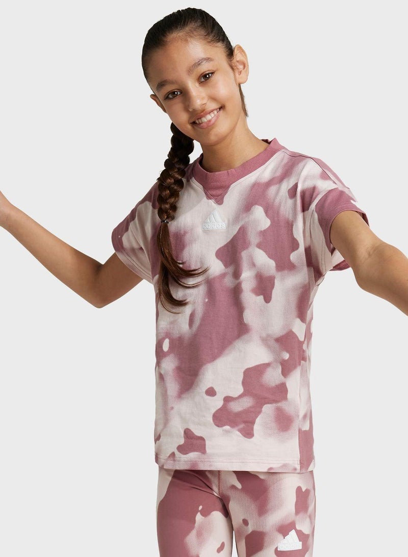 Adidas Jg Fi Aop T Red Training T-Shirts 7-8Y - Image 1