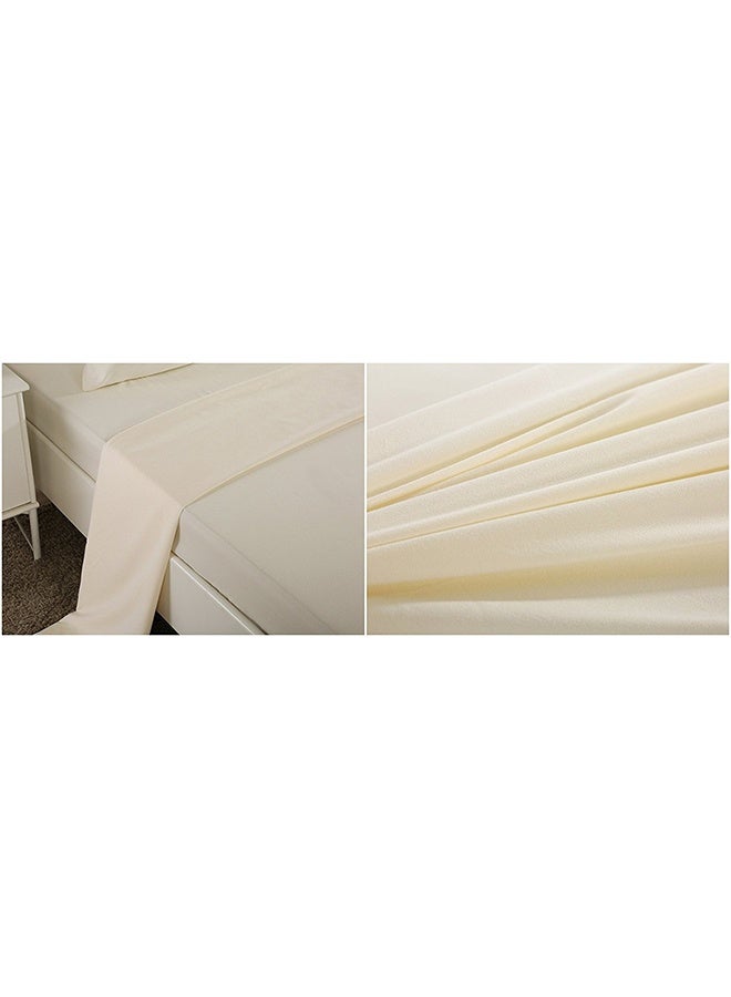 snooze Flat bed sheet set  3Pcs, bed sheet 220*235 cm+ 2 free pillowcases, off-white  - Image 5