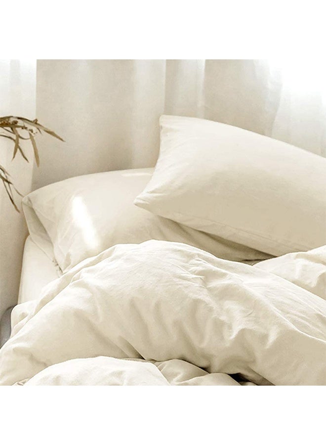 snooze Flat bed sheet set  3Pcs, bed sheet 220*235 cm+ 2 free pillowcases, off-white  - Image 3