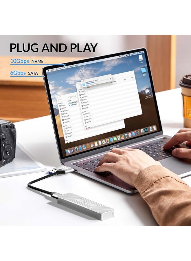 SETMSPACE M.2 NVMe & SATA SSD Enclosure Reader, USB 3.1 Gen2 Up to 10Gbps Speeds, Support M.2 NVME+NGFF 2280 2260 2242 2230 SSD, NVME SATA SSD Enclosure for Laptop/PC - Image 2