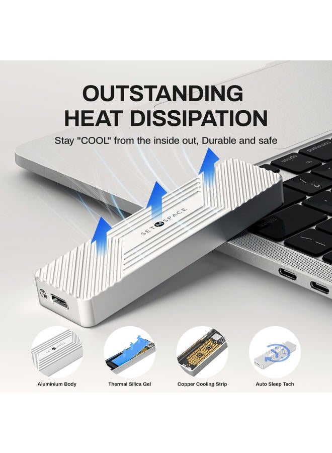 SETMSPACE M.2 NVMe & SATA SSD Enclosure Reader, USB 3.1 Gen2 Up to 10Gbps Speeds, Support M.2 NVME+NGFF 2280 2260 2242 2230 SSD, NVME SATA SSD Enclosure for Laptop/PC - Image 3