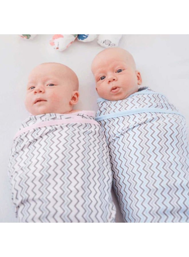 Miracle Blanket Baby Sleep Wearable Swaddle Wrap for Newborn Infant Boy or Girl 0-3 Months, Pink & Gray Chevron - Image 2