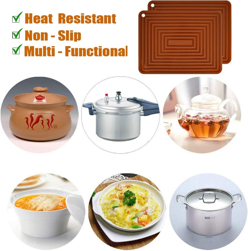 LogHog 2 Pack Large Silicone Trivet MatsHot Pads Heat Resistant Pot Holder9x12 Non Slip Flexible Durable Pot Coaster Kitchen Table Mats Coffee - Image 5