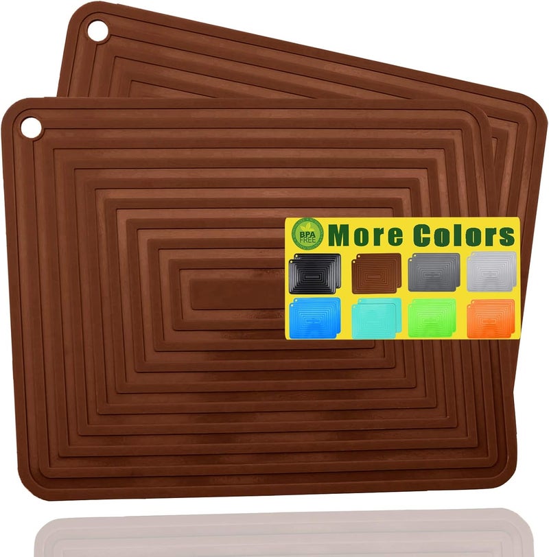 LogHog 2 Pack Large Silicone Trivet MatsHot Pads Heat Resistant Pot Holder9x12 Non Slip Flexible Durable Pot Coaster Kitchen Table Mats Coffee - Image 1