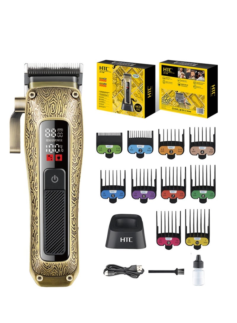 إتش تي سي ماكينة حلاقة احترافية HTC AT-739 بسرعتين للتحكم، شفرة سيراميكية وشاشة عرض LED، مزودة ببطارية ليثيوم بسعة 3000 مللي أمبير - Image 1