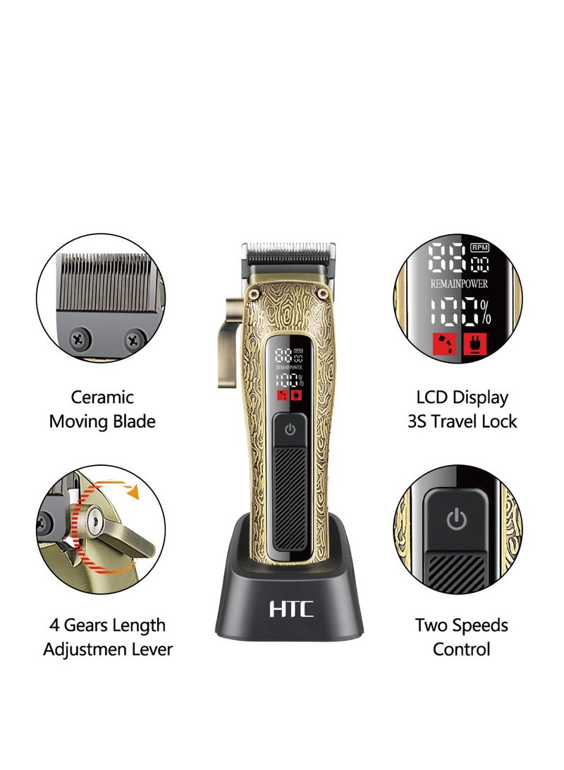 إتش تي سي ماكينة حلاقة احترافية HTC AT-739 بسرعتين للتحكم، شفرة سيراميكية وشاشة عرض LED، مزودة ببطارية ليثيوم بسعة 3000 مللي أمبير - Image 2