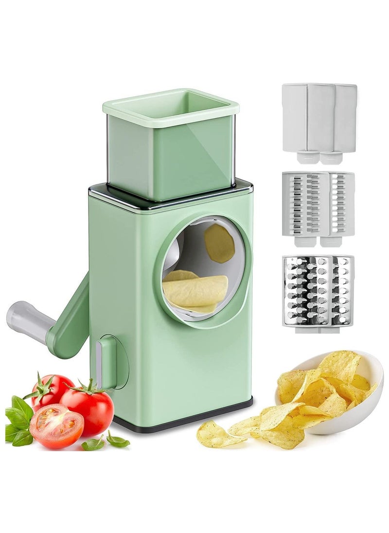 Rotary Vegetable Slicer - Round Mandoline Slicer, Grater, Shredder Salad Maker - Large Feed Port - Suction Base - Cutter for Vegetable, Fruit, Cookie, Oreo, Nuts