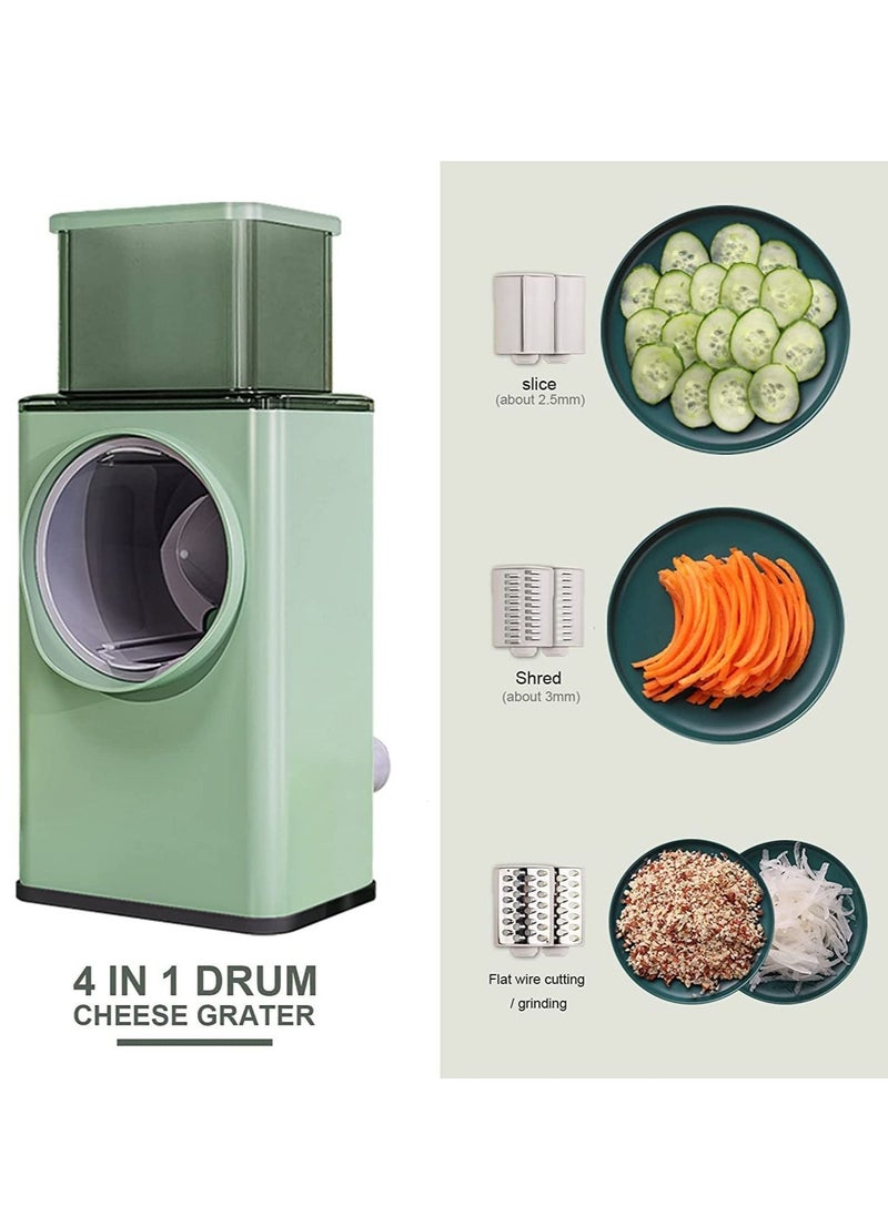 Rotary Vegetable Slicer - Round Mandoline Slicer, Grater, Shredder Salad Maker - Large Feed Port - Suction Base - Cutter for Vegetable, Fruit, Cookie, Oreo, Nuts