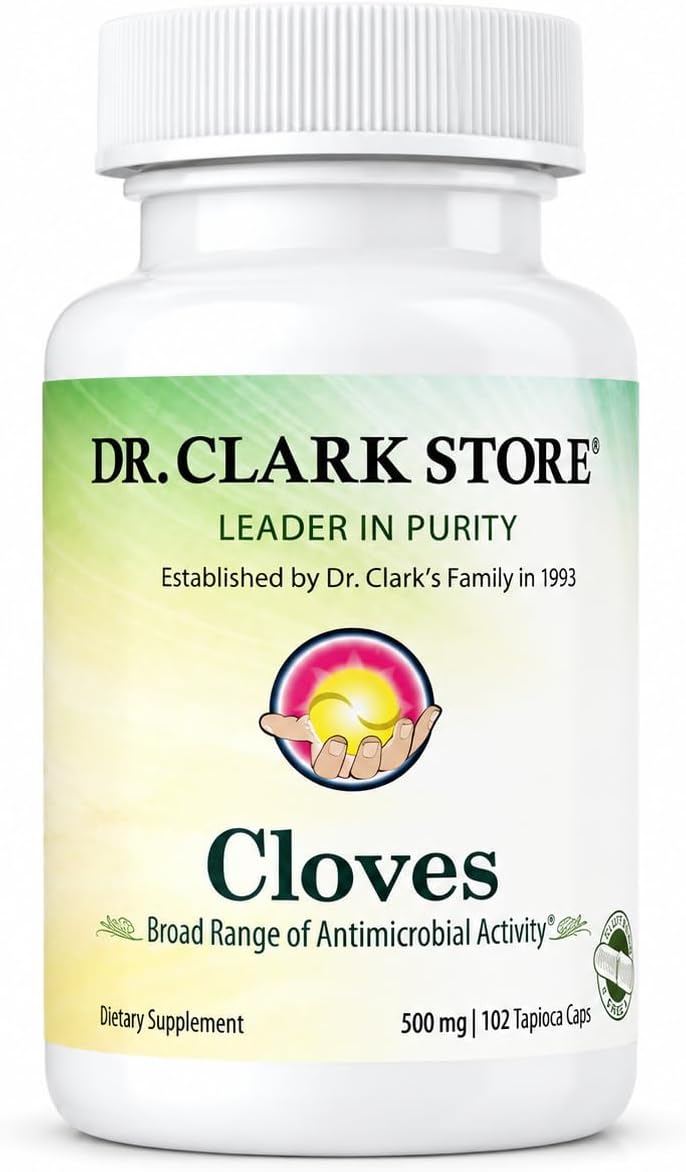 Dr Clark Store Dr. Clark Store Cloves Supplement 500mg - 102 Tapioca Capsules for Digestive Comfort and Internal Cleansing - Image 1