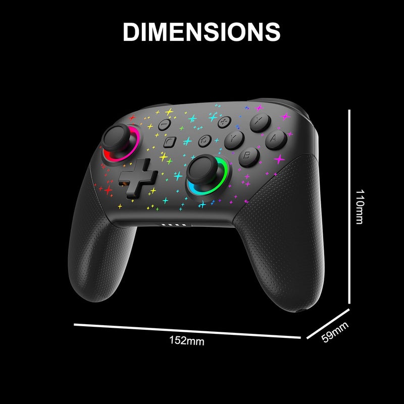 NITHO COSMOS Wireless Controller for PC, Windows, Switch, iOS, Android, Gaming Gamepad with Dynamic RGB Lights | 6-Axis Motion Sensor | Programmable Turbo | Dual Vibration | Lightweight - Image 2