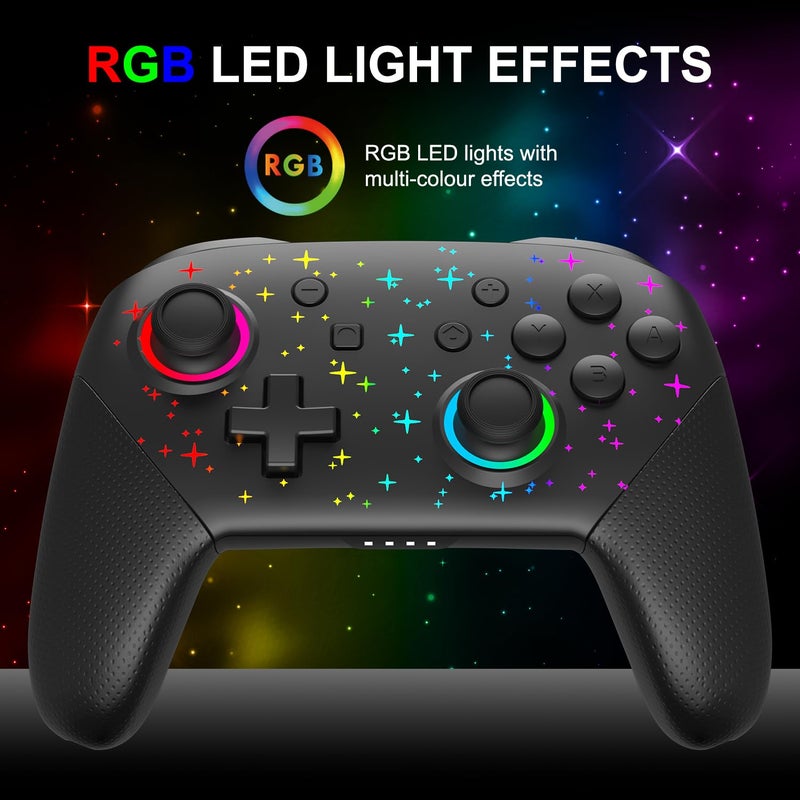 NITHO COSMOS Wireless Controller for PC, Windows, Switch, iOS, Android, Gaming Gamepad with Dynamic RGB Lights | 6-Axis Motion Sensor | Programmable Turbo | Dual Vibration | Lightweight - Image 3
