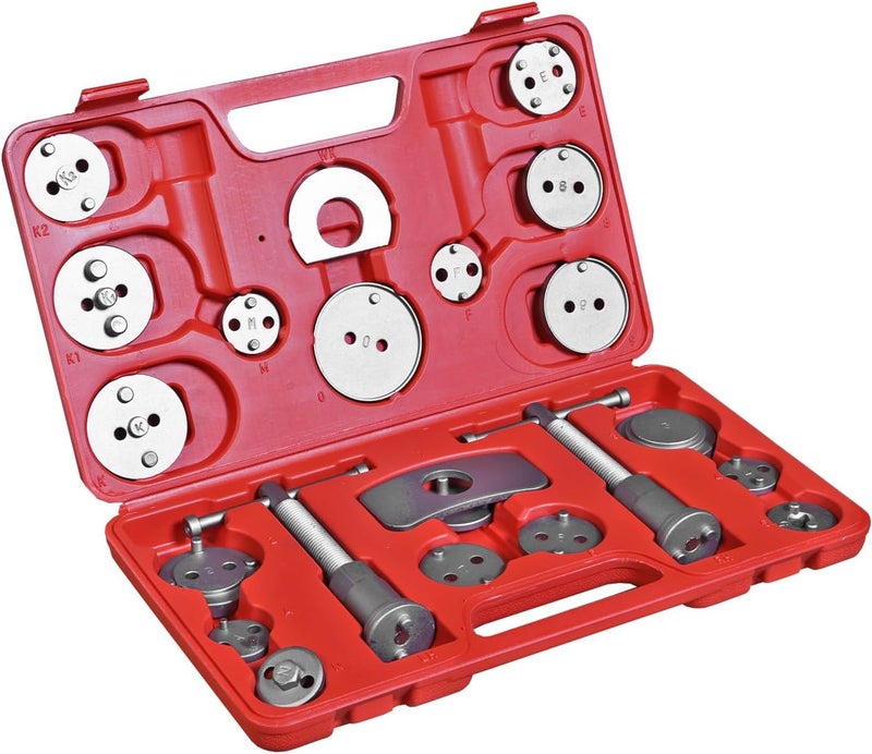 BIG RED ATRHS-E3318BR Torin Professional Disc Brake Caliper Tool Kit - Car Brake Piston, Fits: Most American, European, Japanese Autos, 24-Piece with Red Case - Image 1