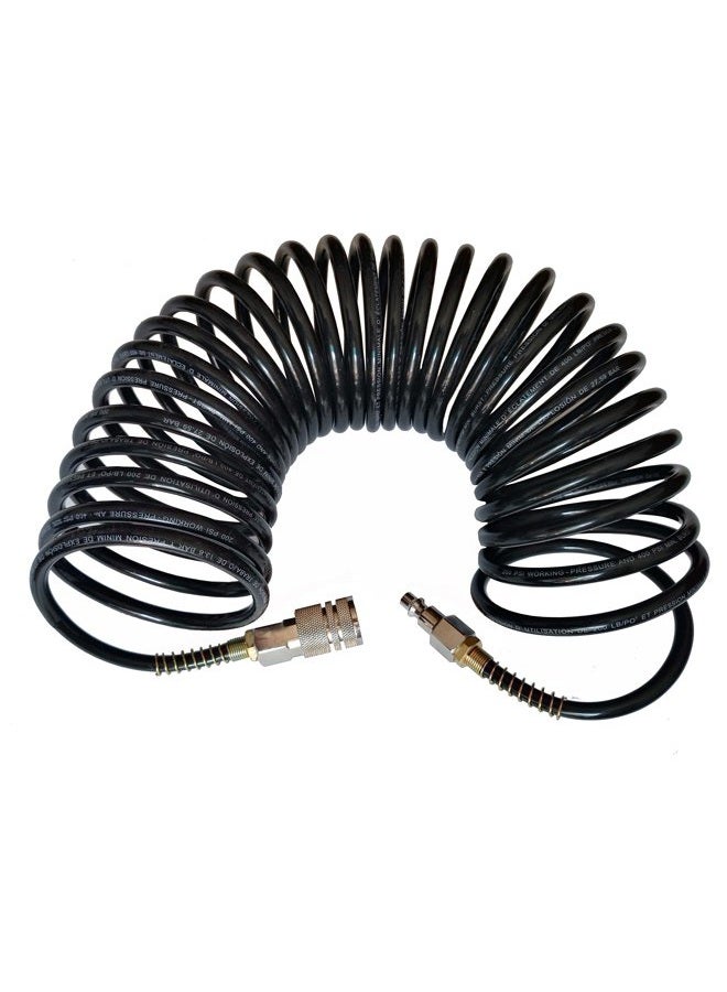 Lhfacc Recoil Air Hose Air Compressor Trousers with Industrial Solid Brass Coupler and Plug 1/4 Inch x 25 Feet, Quick Connect, Black - Image 1