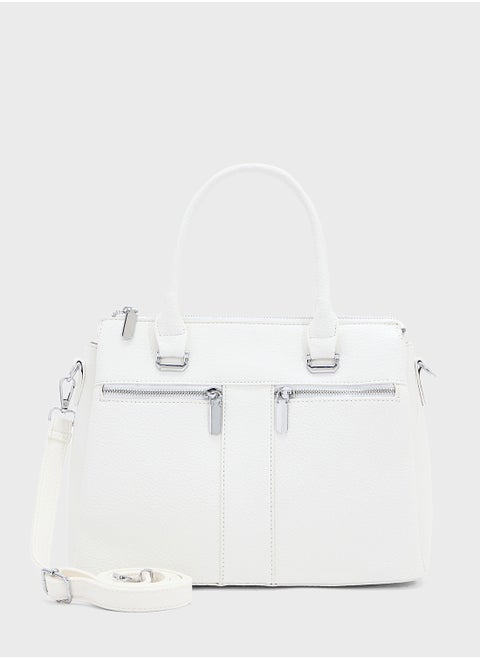 Multi Zip Detail Satchel Bag