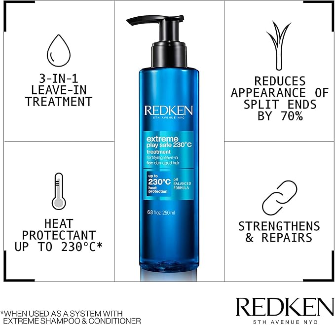 Redken Hair Treatment LeaveIn Heat Protection For Damaged Hair Extreme Play Safe 230 250 ml - Image 3