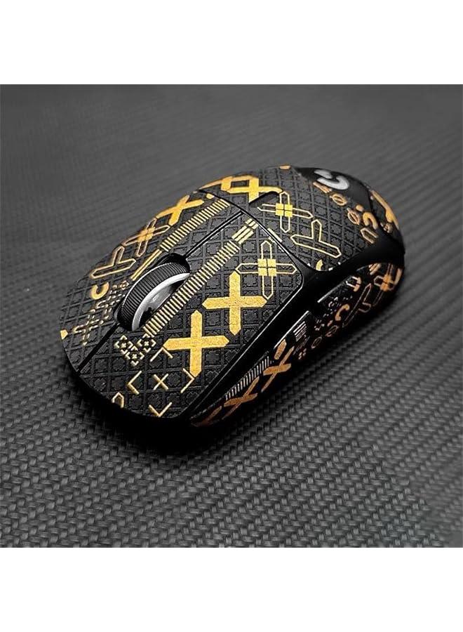 Anti Slip Mouse Tape Compatible with Logitech G PRO X Superlight 2 Wireless Gaming Mouse,PRO-M Sweat Absorption Mouse Sticker, All-inclusive Coverage Mouse Stickers (Black gold print) - Image 3
