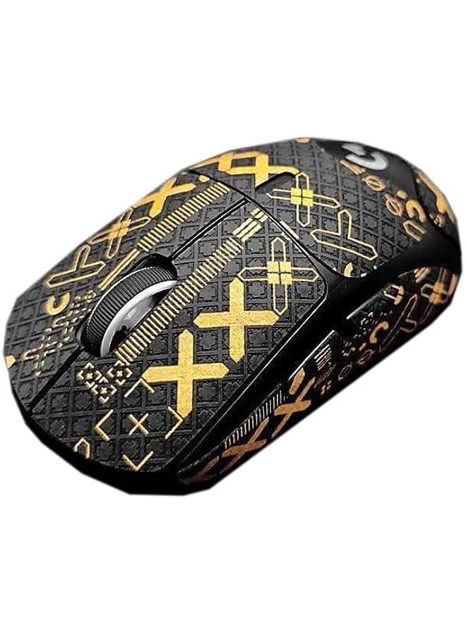 Anti Slip Mouse Tape Compatible with Logitech G PRO X Superlight 2 Wireless Gaming Mouse,PRO-M Sweat Absorption Mouse Sticker, All-inclusive Coverage Mouse Stickers (Black gold print) - Image 1