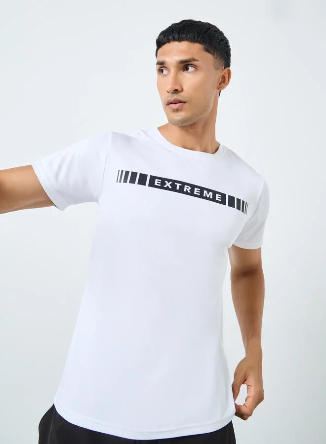 Regular Fit Stripe Print Athleisure T-Shirt