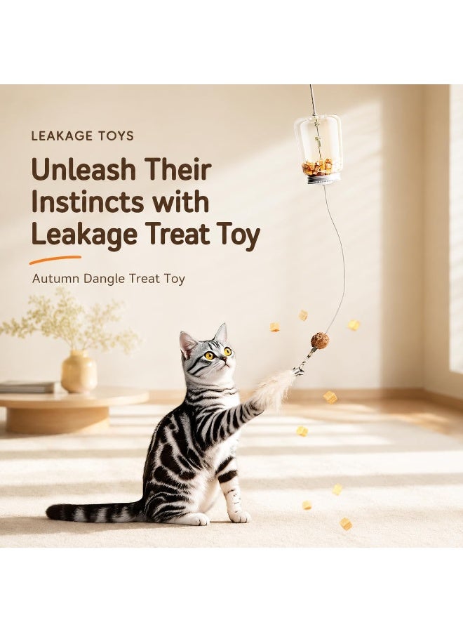 Cat Toys for Indoor Cats,Hanging Door-Frame Cat Treat Dispenser,Interactive Cat Toy with Feathers and Bell - Image 5