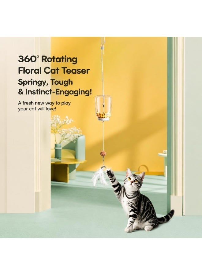 Cat Toys for Indoor Cats,Hanging Door-Frame Cat Treat Dispenser,Interactive Cat Toy with Feathers and Bell - Image 2