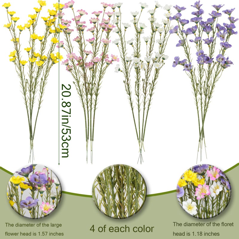 CITYES 16 Pcs Artificial Wildflowers with Stems Bulk Silk Spring Flowers Floral Picks 21inch Fake Forsythia Branches Faux Wildflowers Arrangements for Home Decor Indoor Outdoor Wedding Centerpieces - Image 2