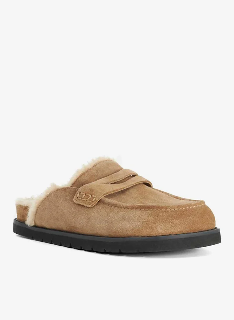 Dune London  Faux Shearling Lined Backless Mule Suede Loafers for Women | Best Price UAE