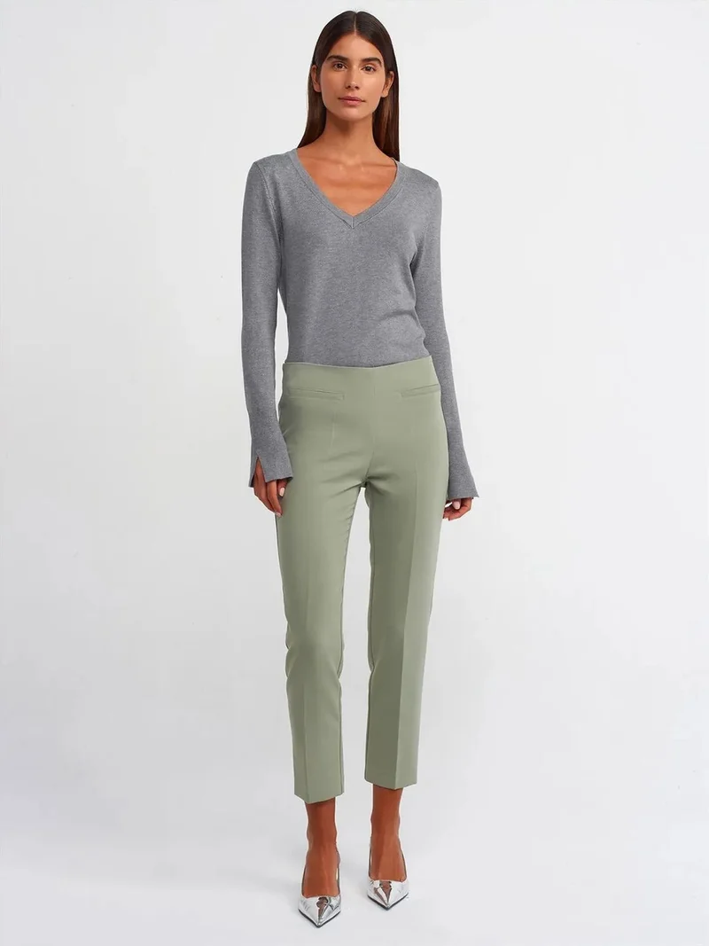 ديلفين Dilvin Women's Mid-Waist Straight Leg Trousers