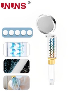 UNUNS Shower Head Clear,Handheld Clamshell Shower Filter For Removes Chlorine And Harmful Pollutants,Double High Pressure Head Handheld Shower Set With 5 Filters,Massage Back,Handheld Shower  - Image 1