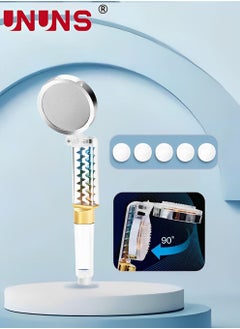 UNUNS Shower Head Clear,Handheld Clamshell Shower Filter For Removes Chlorine And Harmful Pollutants,Double High Pressure Head Handheld Shower Set With 5 Filters,Massage Back,Handheld Shower  - Image 2