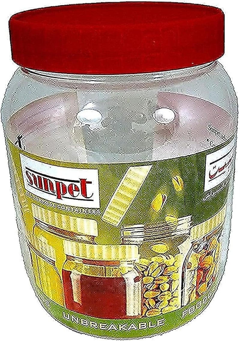 Sunpet Large Red Top Plastic Food Storage Canister Size 1000 ml, Pack of 1 - Image 1