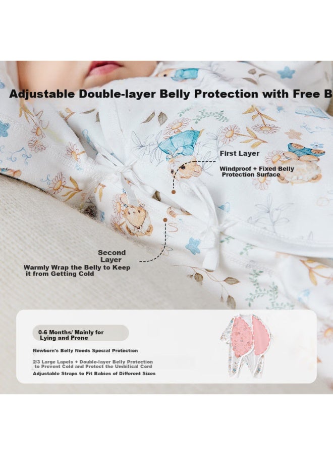 Ouyun Baby Clothes, Newborn Onesie, Spring Autumn Winter Butterfly Suit, Full Moon Crawling Outfit, Hamster + Flower Wall, 80cm - Image 2