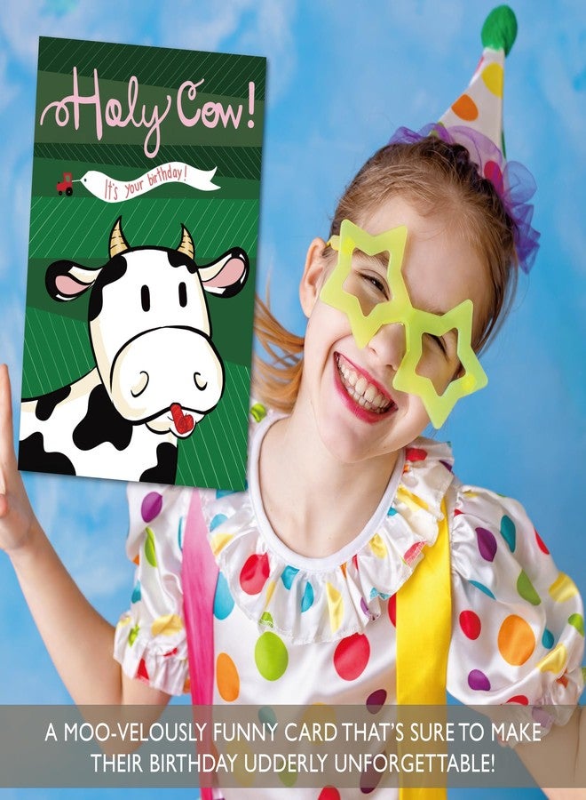 Gooji Holy Cow Funny Birthday Card with Cute Cartoon Cow, Farm-Themed Humor, Blank Inside Message Space, 5x7 Greeting Card with Envelope, Adorable Pun Card for Kids, Friends, Family, Men, Women - Image 5