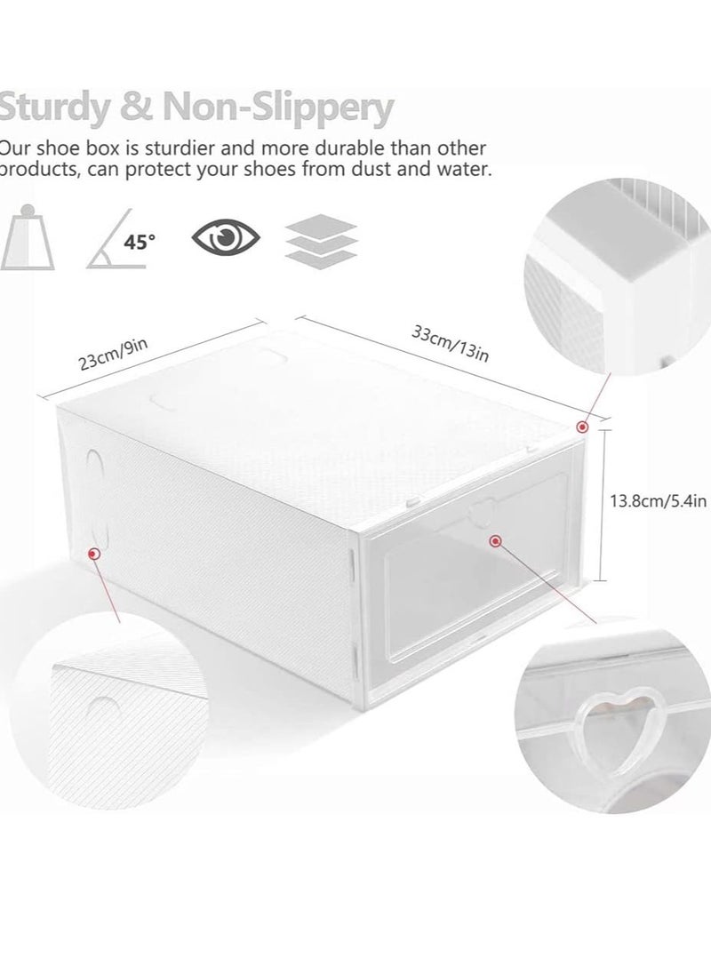 HomarKet - Shoe Storage Box Shoe Box,24 Pack Clear Plastic Clamshell Shoebox,Stackable Shoe Organizer Foldable Display Box Container Closet Shelf Shoe Organizer Transparent Stackable Organizer box - Image 1